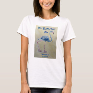 Flamant rose bleu avec t-shirt Pearls Vote Harris/