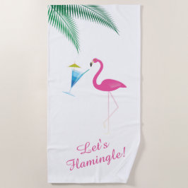 Flamant rose Boire Serviette de plage