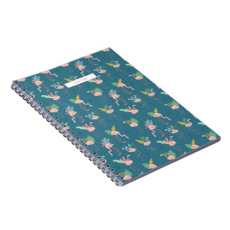 Flamant rose Carnet spiral avec motif tropical