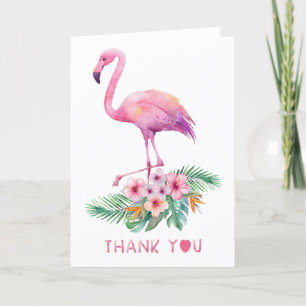 Flamant rose Carte de remerciements rose Baby show