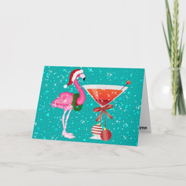Flamant rose Cocktail Invitation Card - SRF (Devant)