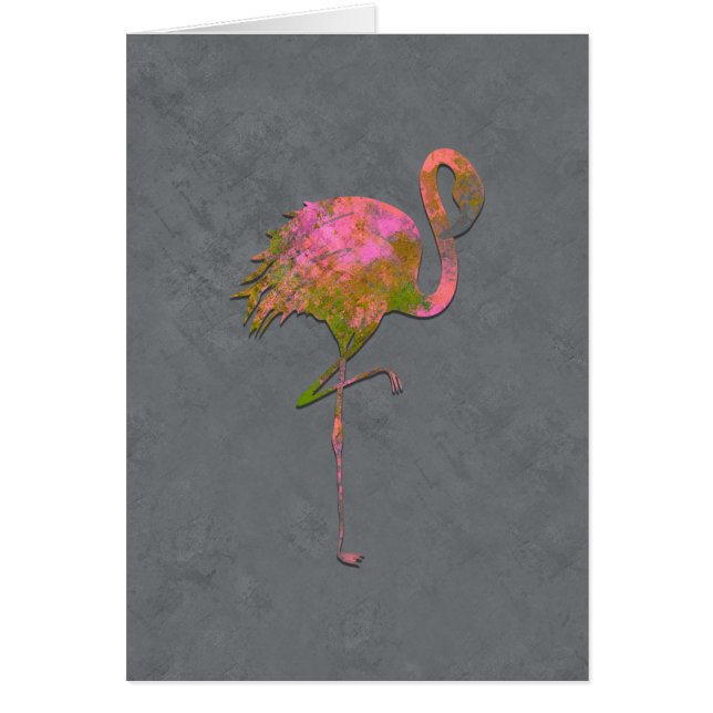 Flamant rose coloré mod chic Merci gris moderne (Devant)
