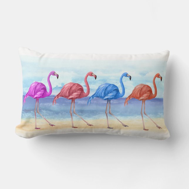 Flamant rose Coussin tropical (Recto)