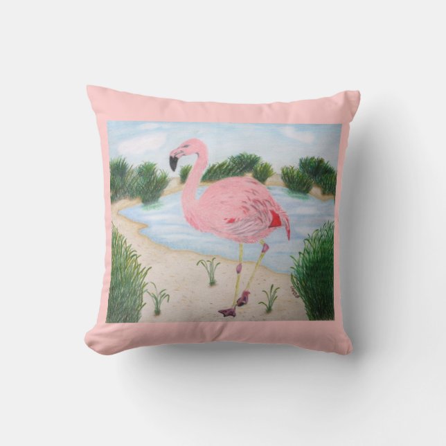 Flamant rose dans le Marsh Coussin (Recto)