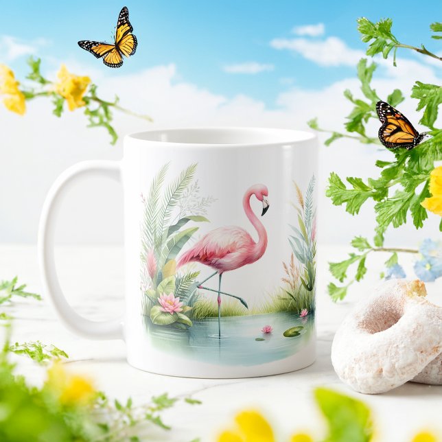 Flamant rose d'aquarelle de printemps - Kid Mug (Créateur téléchargé)