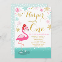 Flamant rose de Noël Invitation d'anniversaire hiv