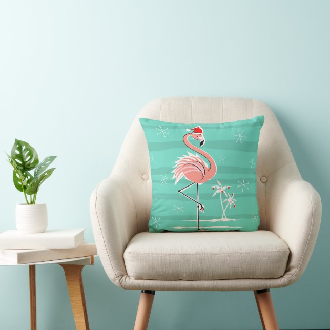 Flamant rose de Noël Jetez un oreiller (Chaise)
