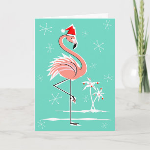 Flamant rose de Noël Joyeux Noël carte de voeux