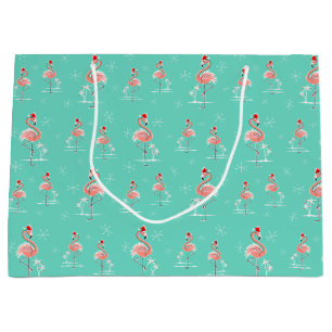 Flamant rose de Noël Multi grand sac cadeau