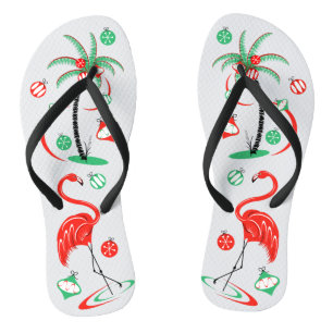 Flamant rose de Noël rouge Baubles tongs