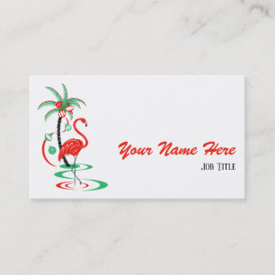 Flamant rose de Noël rouge côté carte de visite