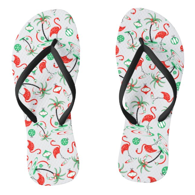 Flamant rose de Noël rouge Flacons à tongs multipl (Semelle)
