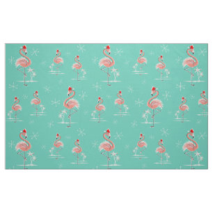 Flamant rose de Noël tissu motif multilarge