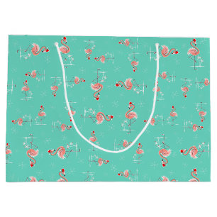 Flamant rose de Noël Twist grand sac cadeau