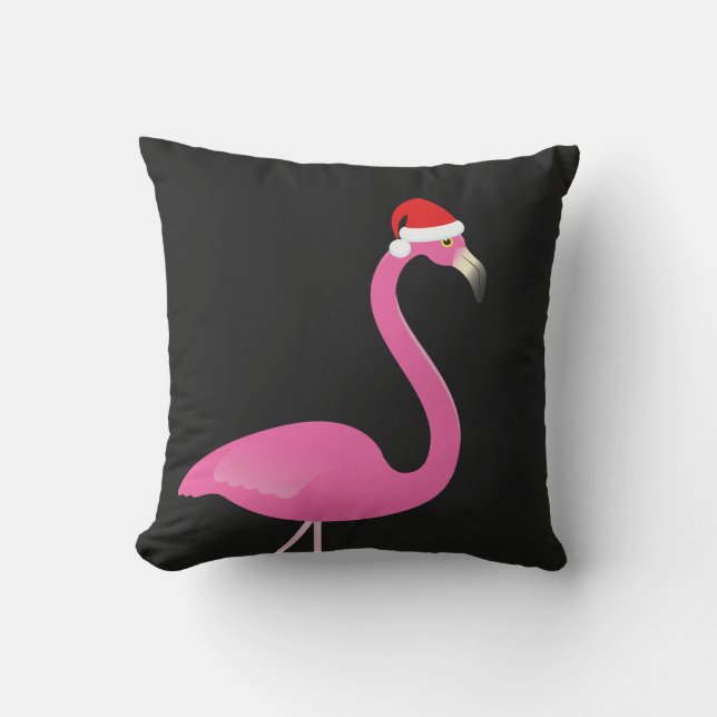 Flamant rose de Père Noël sur le coussin extérieur (Recto)