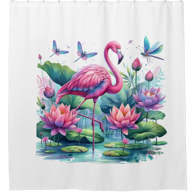 Flamant rose En Rideau De Douche Paradise (Devant)