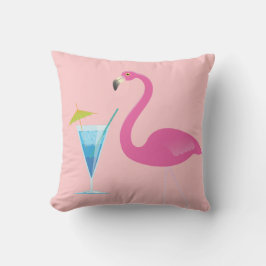 Flamant rose et cocktail sur le coussin extérieur