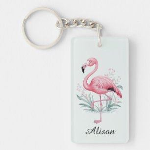 Flamant rose et fleurs Personnalisé