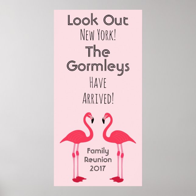 Flamant rose Famille Réunion Rose Poster Cute (Devant)