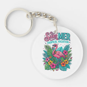 Flamant Rose Floral Tropical - vacances d'été 