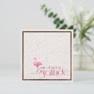 Flamant rose Gratitude avec carte Pink Watercolor