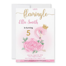 Flamant rose Invitation d'anniversaire