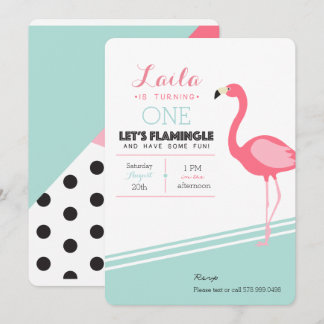 Flamant rose Invitation d'anniversaire