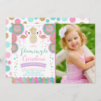 Flamant rose Invitation d'anniversaire Invitation