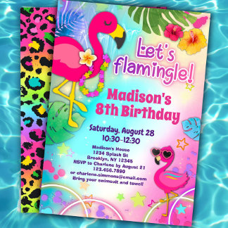 Flamant rose Invitations d'anniversaire - Flamingl
