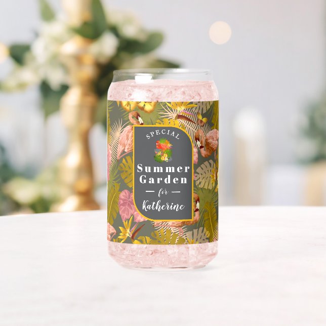 Flamant rose Jardin tropical gris foncé (Insitu (Mariage))