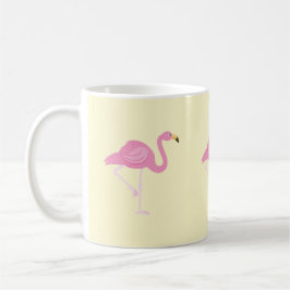 Flamant rose, Jaune, Été, Trendy, Mug
