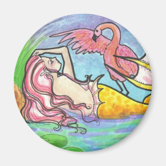 Flamant rose Lagoon Sirène imaginaire aimant d'art