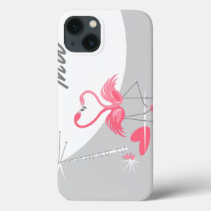 Flamant rose Love Grand Lune Monogramme Coque ipad
