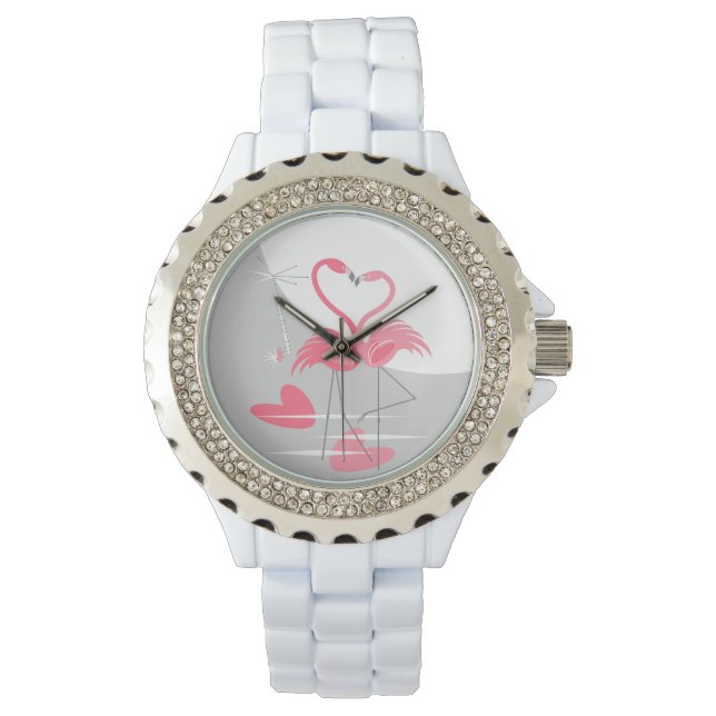 Flamant rose Love Grande Montre Lune (devant)