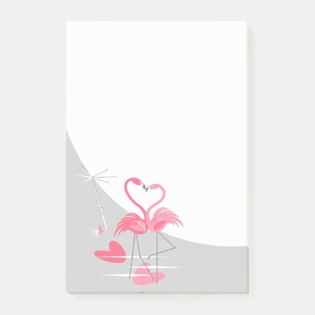 Flamant rose Love Large Lune post-it notes vertica (Devant)
