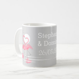Flamant rose Love Names Date mug