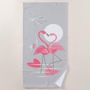 Flamant rose Love serviette de plage