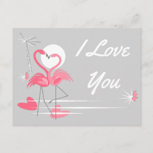 Flamant rose Love Side I Love You carte postale pa