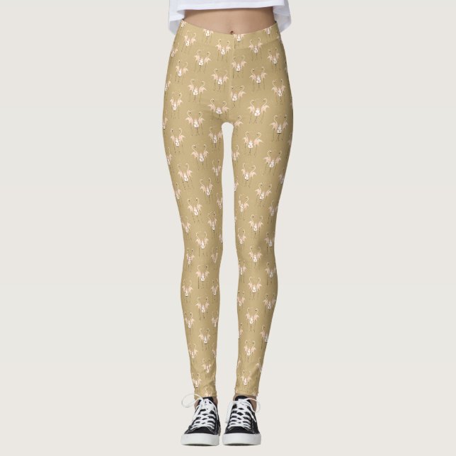 Flamant rose Mariage leggings carrelés (Devant)