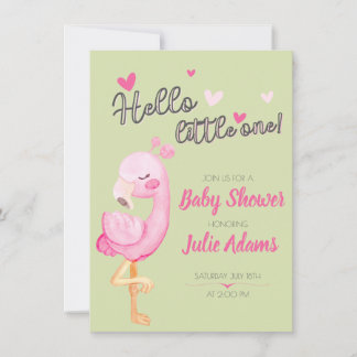 Flamant rose mignon Invitation Baby shower pour fi