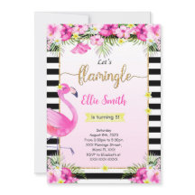 Flamant rose modifiable Invitation d'anniversaire