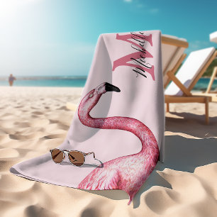 Flamant Rose Monogramme Personnalisé Tropical 