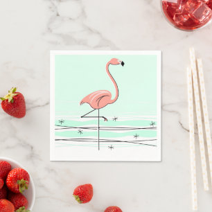 Flamant rose Ocean Aqua serviettes en papier