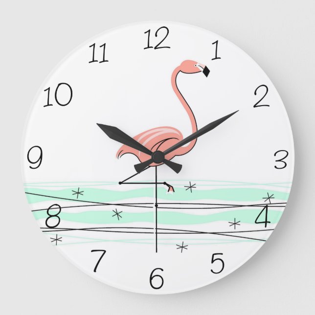 Flamant rose Océan chiffres horloge (Recto)