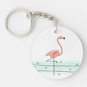Flamant rose Ocean texte retour porte - clé acryli