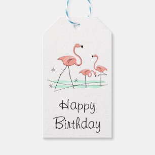 Flamant rose Ocean Trio 2 Happy Birthday étiquette