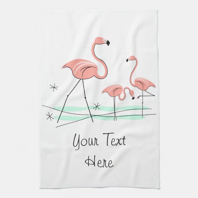 Flamant rose Ocean Trio 2 serviette de cuisine tex (Vertical)