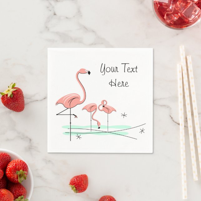 Flamant rose Ocean Trio 4 serviettes en papier tex (En situation)