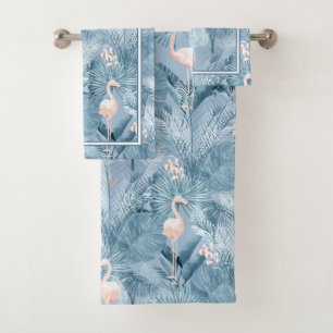 Flamant rose Orchidée Tropical Motif Bleu ID868 Ba