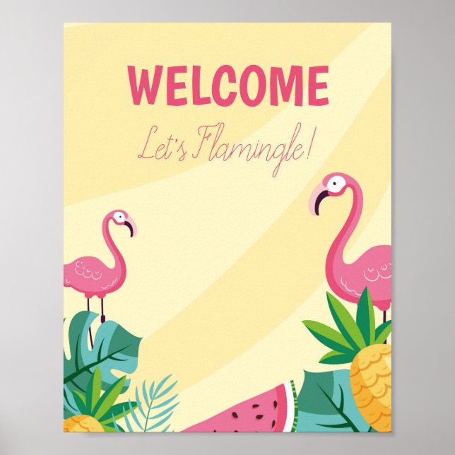 Flamant rose Party - Affiche de bienvenue/bannière (Devant)